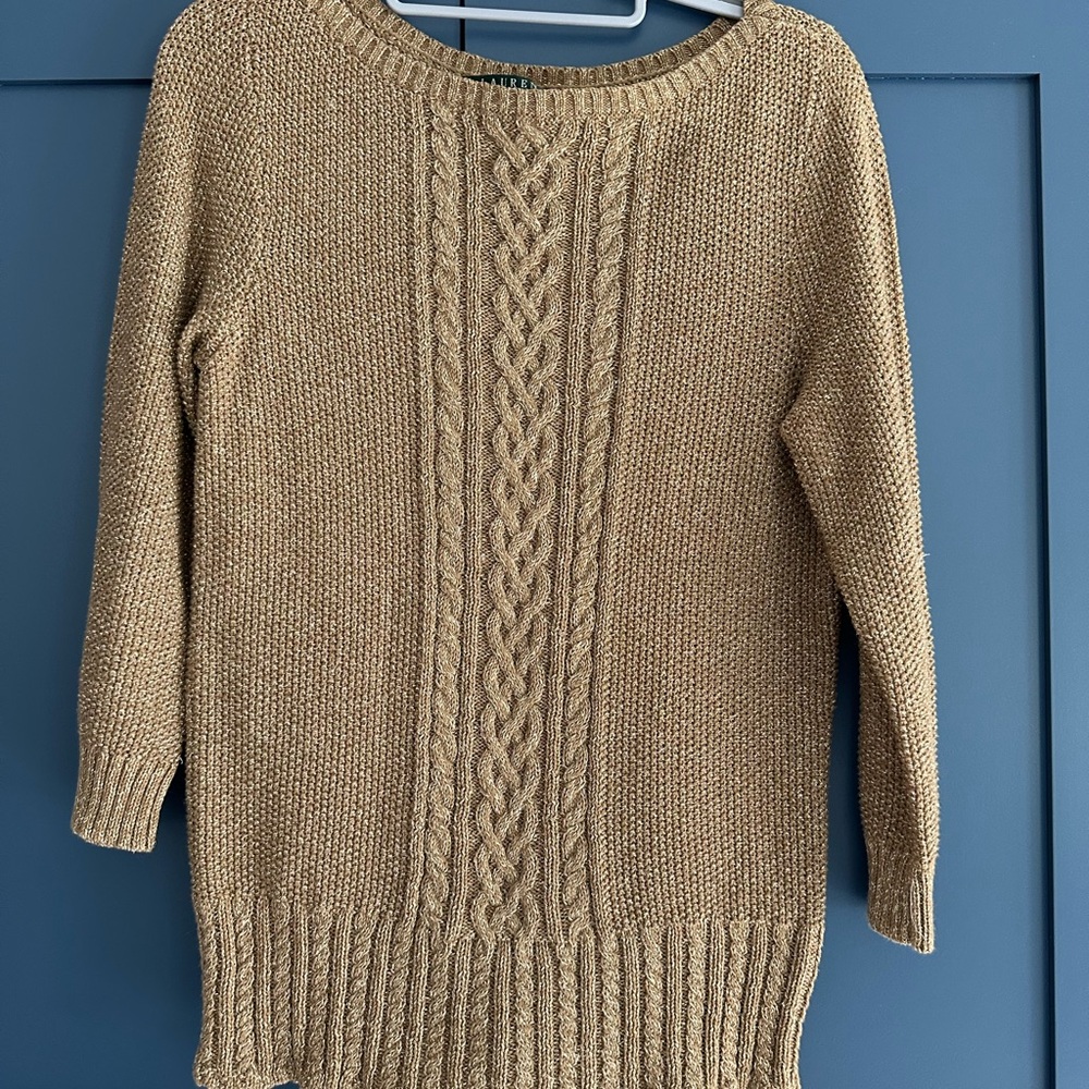 Ralph Lauren Camel Cable Knit Sweater- Gold